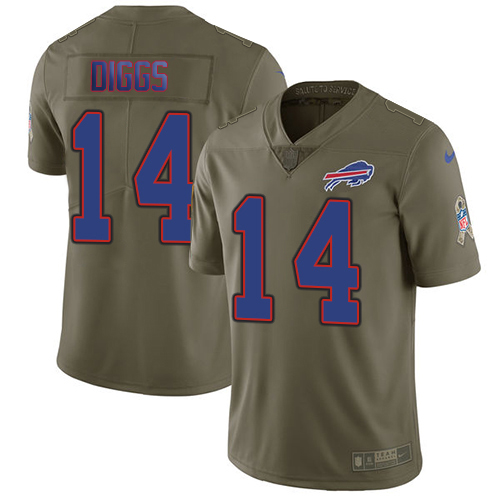 Nike Bills #14 Stefon Diggs Olive Youth Stitched NFL Limited 2017 Salute To Service Jersey